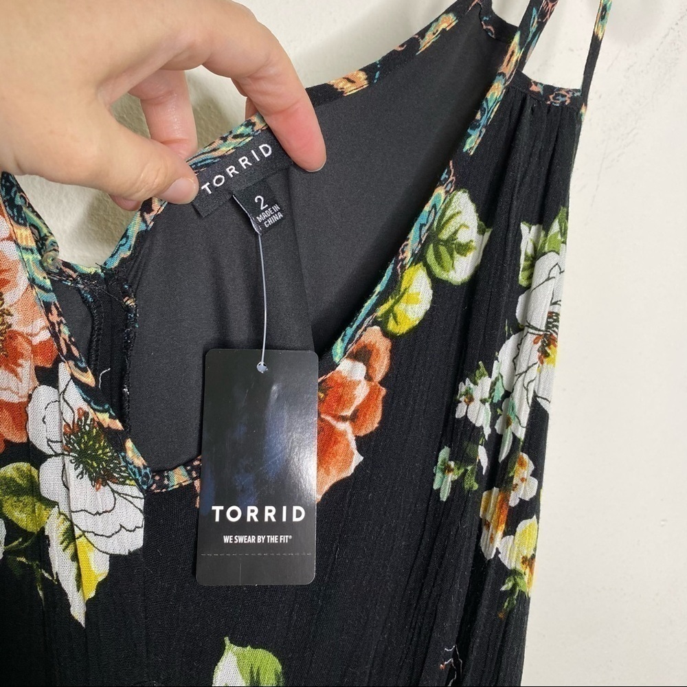 Torrid BLACK FLORAL MIXED PRINT MIDI DRESS - Picture 5 of 12